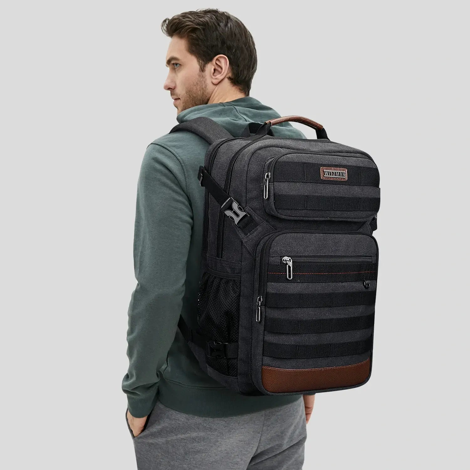 Men Canvas Carry-on Travel Backpack with Vintage Utility Design A8025