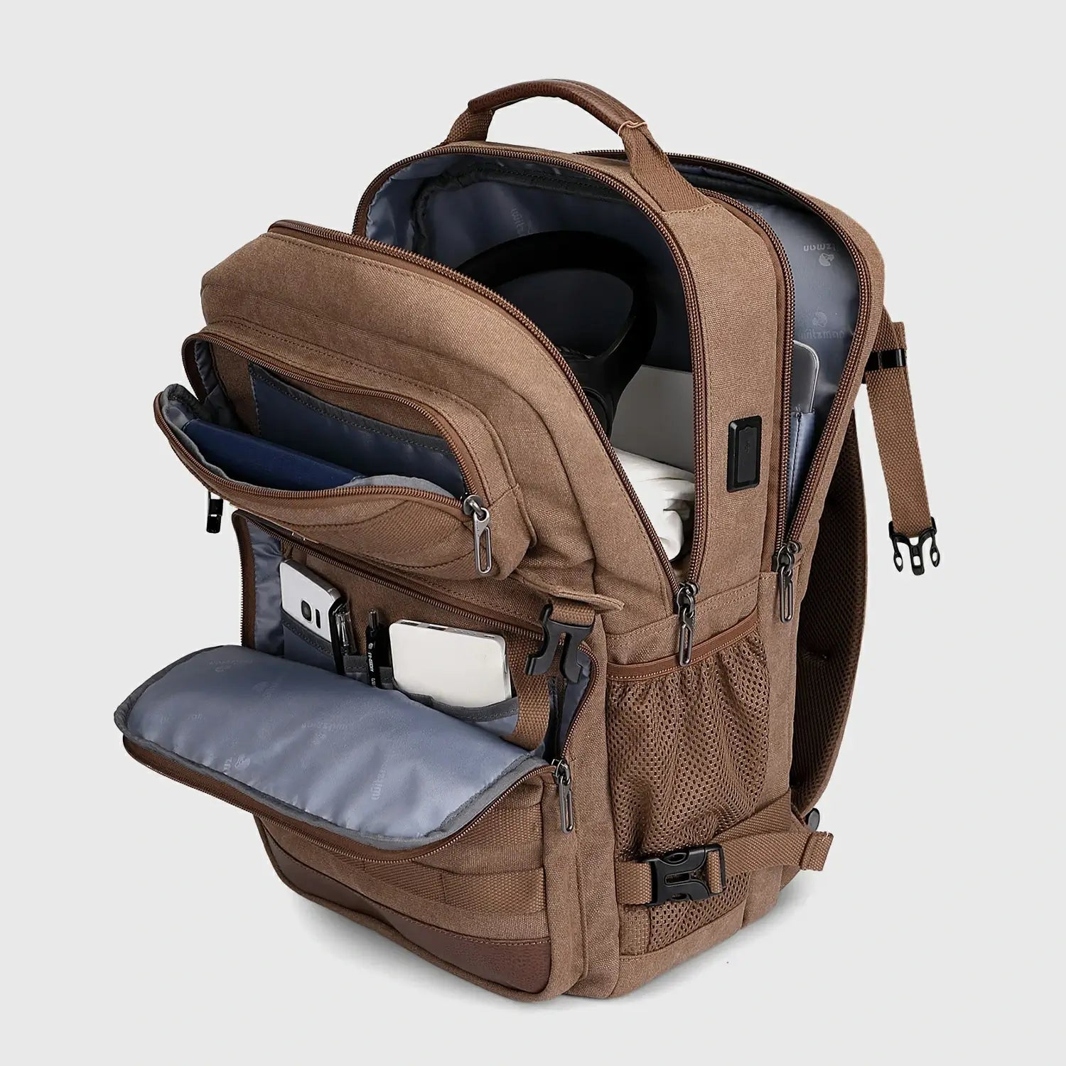 Men Canvas Laptop Travel Backpack with Vintage Utility Design