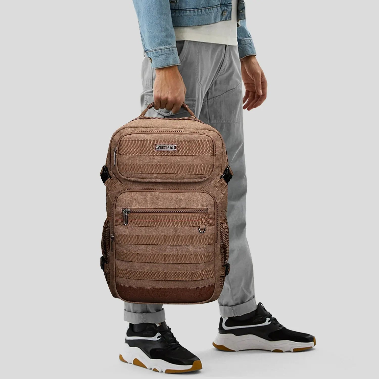 Zaino da Viaggio in Tela per Uomo con Design Utility Vintage A8025