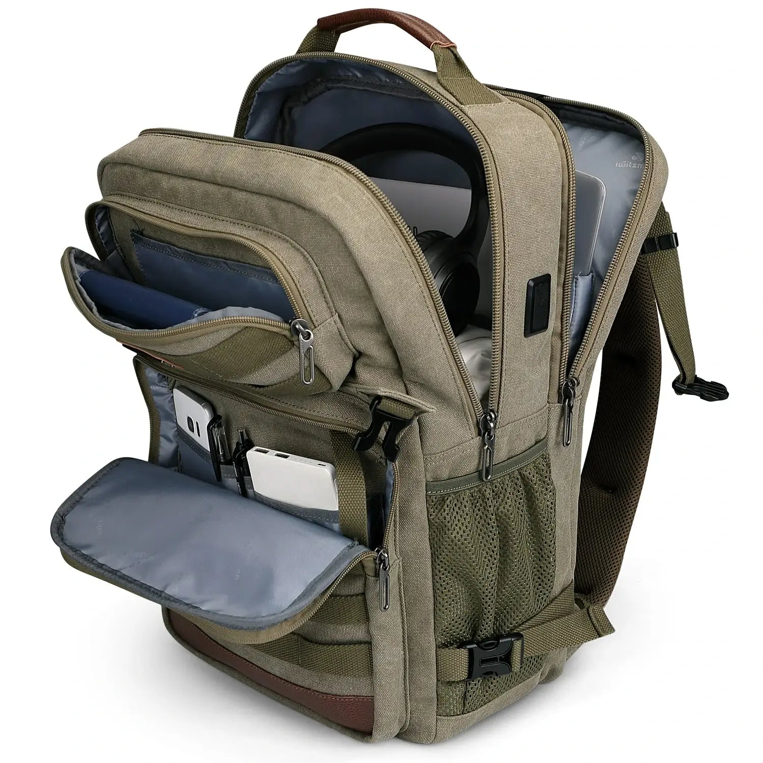 Men Canvas Carry-on Travel Backpack with Vintage Utility Design A8025