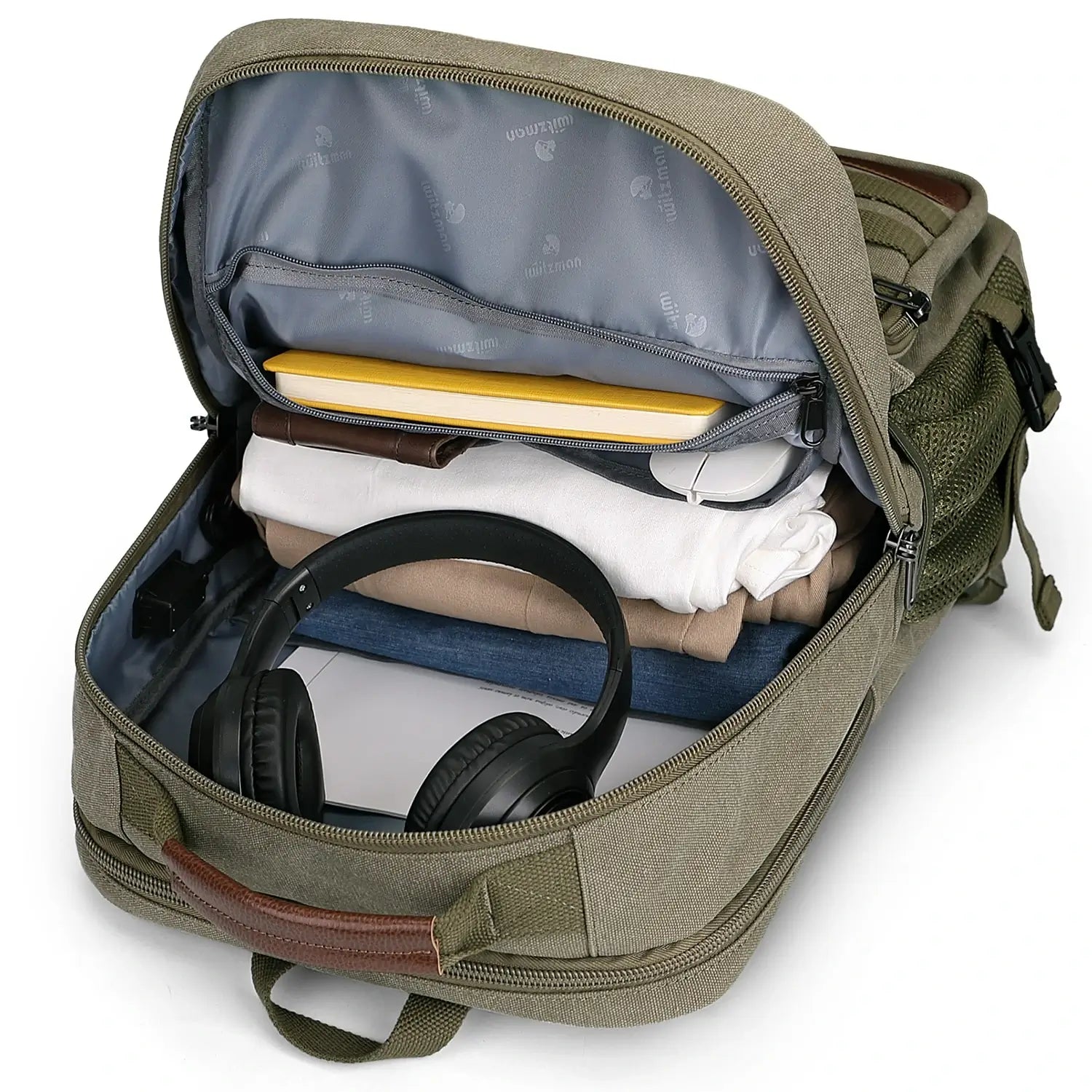 Men Canvas Carry-on Travel Backpack with Vintage Utility Design A8025