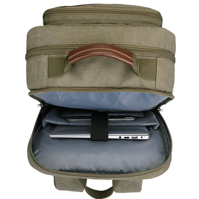 Men Canvas Carry-on Travel Backpack with Vintage Utility Design A8025