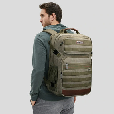 Men Canvas Carry-on Travel Backpack with Vintage Utility Design A8025