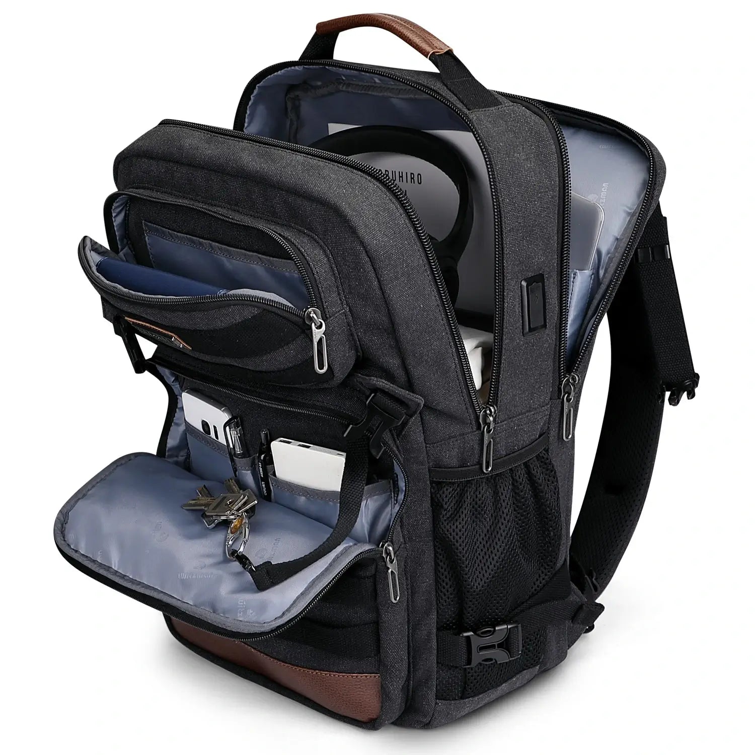 Men Canvas Carry-on Travel Backpack with Vintage Utility Design A8025