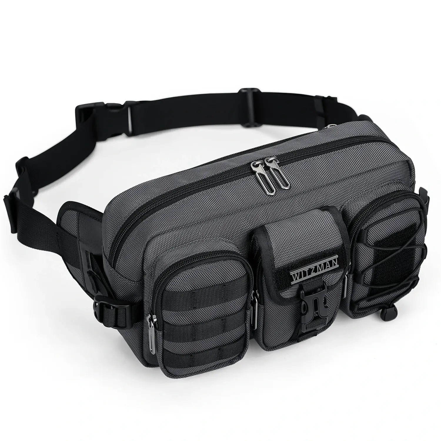 Lightweight waist bag for men with adjustable strap sliver grey nylon crossbody bag