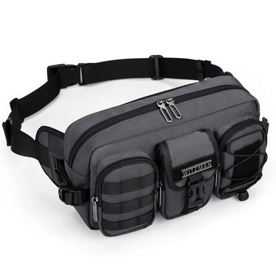 Lightweight waist bag for men with adjustable strap sliver grey nylon crossbody bag