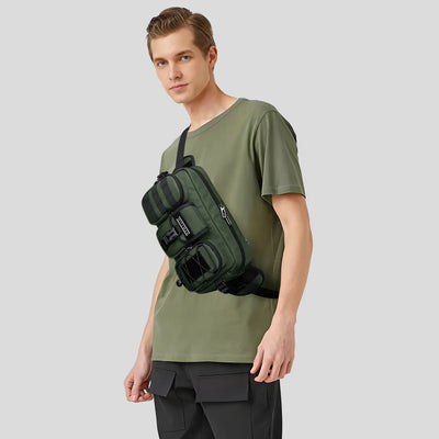 Marsupio da Uomo in Nylon con Multi-Tasche e Cintura Regolabile B733