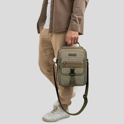 WITZMAN men’s canvas crossbody bag vintage sling messenger satchel with anti-theft pocket for travel and daily use green
