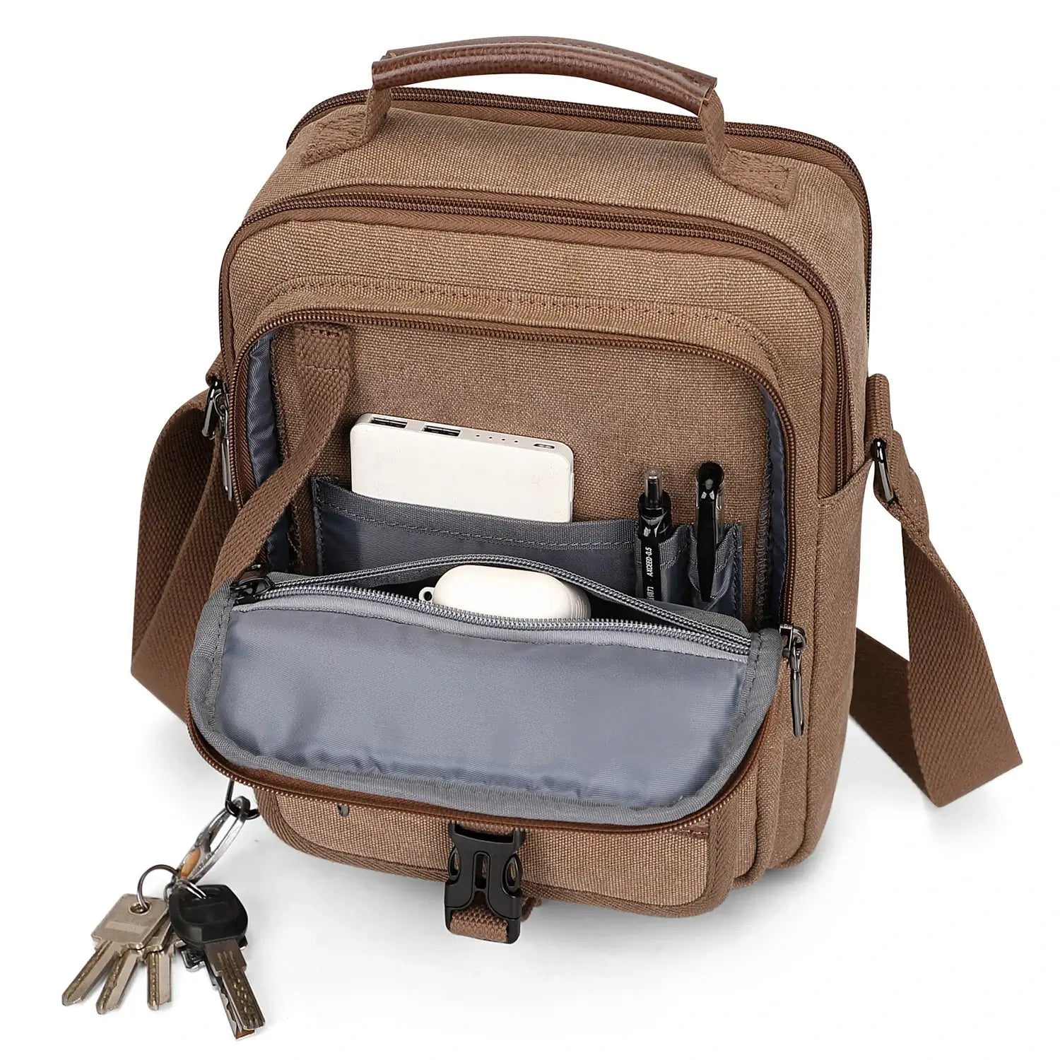 WITZMAN men’s canvas crossbody bag vintage sling messenger satchel with anti-theft pocket for travel and daily use