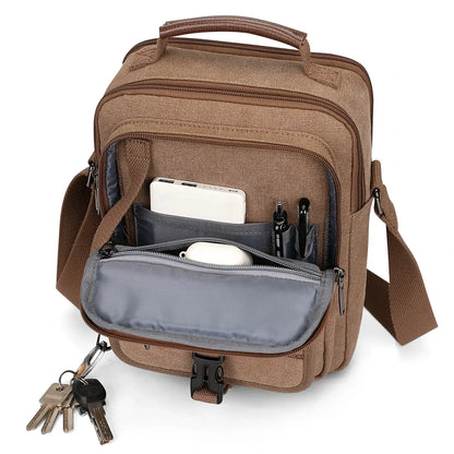 WITZMAN men’s canvas crossbody bag vintage sling messenger satchel with anti-theft pocket for travel and daily use