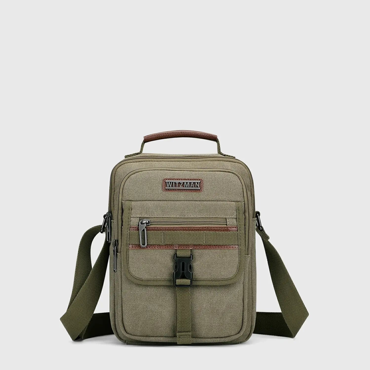 WITZMAN Vintage Canvas Crossbody Bag for Men Travel Sling Satchel