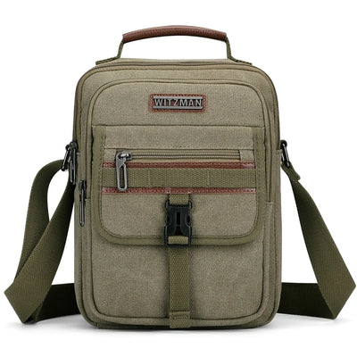 WITZMAN men’s canvas crossbody bag vintage sling messenger satchel with anti-theft pocket for travel and daily use green