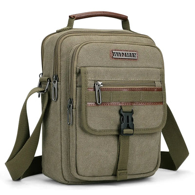 WITZMAN men’s canvas crossbody bag vintage sling messenger satchel with anti-theft pocket for travel and daily use green