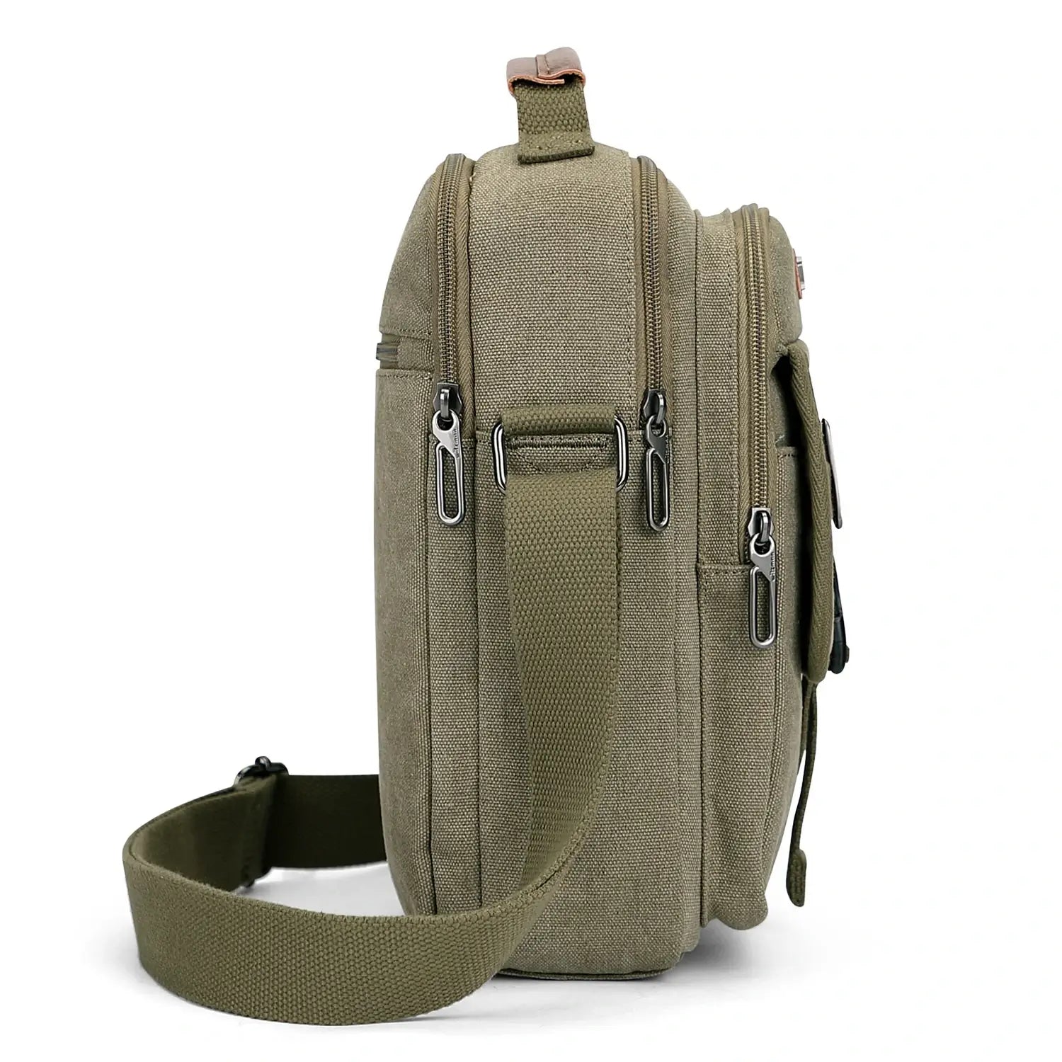 WITZMAN men’s canvas crossbody bag vintage sling messenger satchel with anti-theft pocket for travel and daily use green