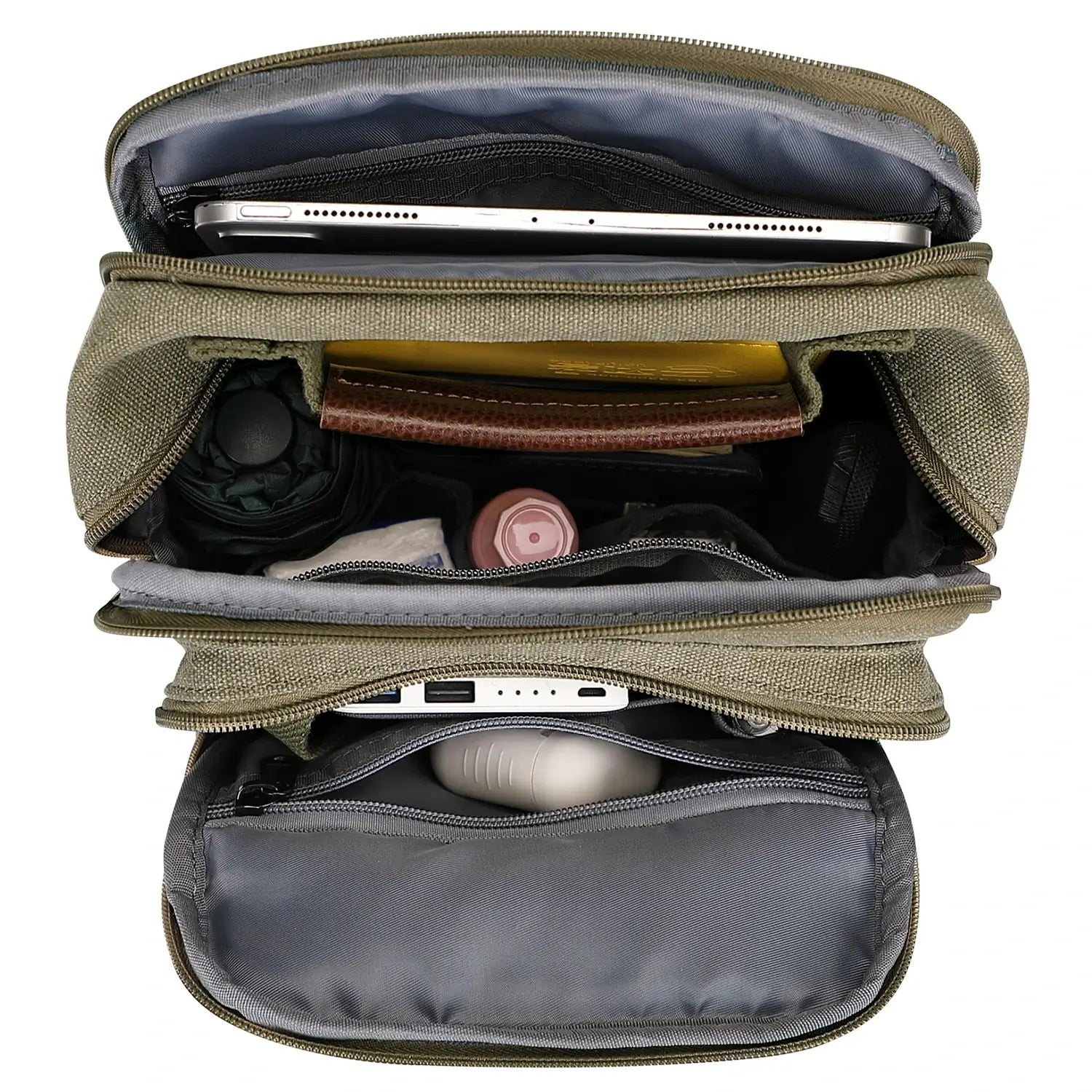 WITZMAN men’s canvas crossbody bag vintage sling messenger satchel with anti-theft pocket for travel and daily use green