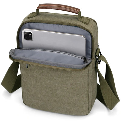 WITZMAN men’s canvas crossbody bag vintage sling messenger satchel with anti-theft pocket for travel and daily use green