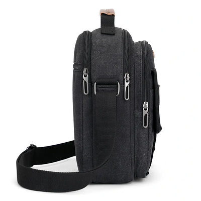 WITZMAN men’s canvas crossbody bag vintage sling messenger satchel with anti-theft pocket for travel and daily use black