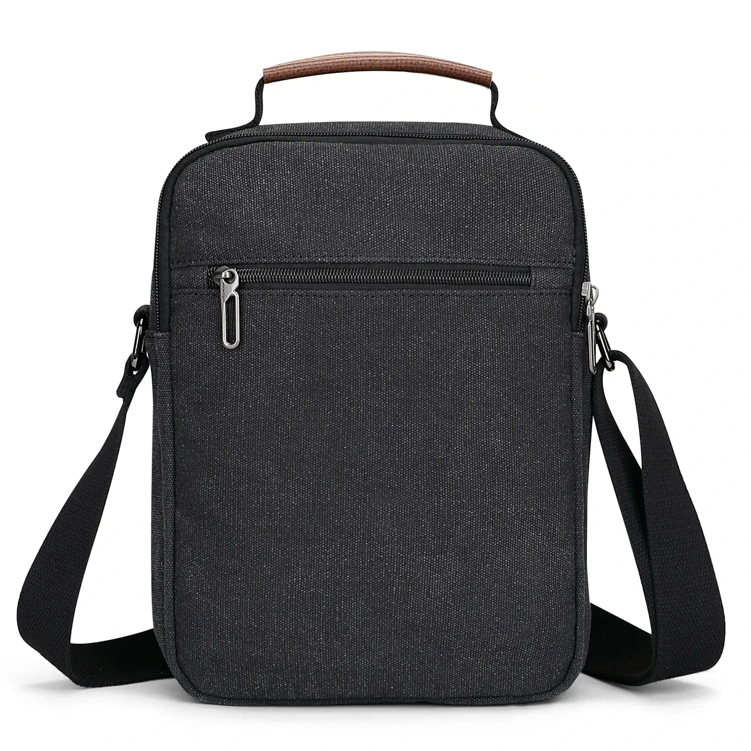 WITZMAN men’s canvas crossbody bag vintage sling messenger satchel with anti-theft pocket for travel and daily use black