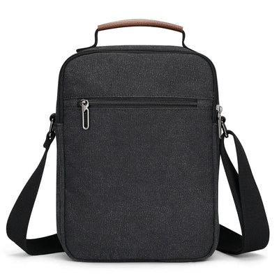 WITZMAN men’s canvas crossbody bag vintage sling messenger satchel with anti-theft pocket for travel and daily use black