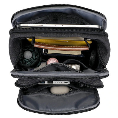 WITZMAN men’s canvas crossbody bag vintage sling messenger satchel with anti-theft pocket for travel and daily use black