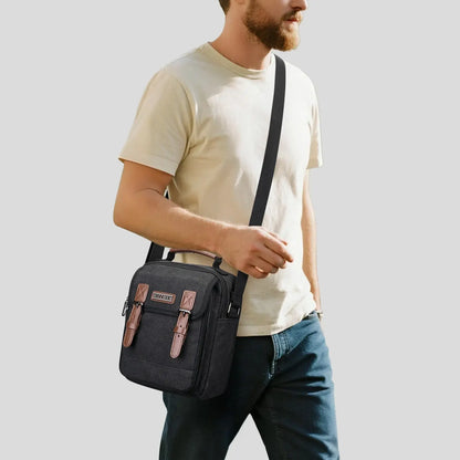 WITZMAN men’s canvas crossbody bag vintage sling messenger satchel for travel and everyday carry black bags