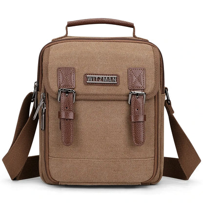 WITZMAN men’s canvas crossbody bag vintage sling messenger satchel for travel and everyday carry brown bags