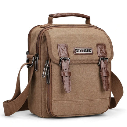 WITZMAN men’s canvas crossbody bag vintage sling messenger satchel for travel and everyday carry brown bags