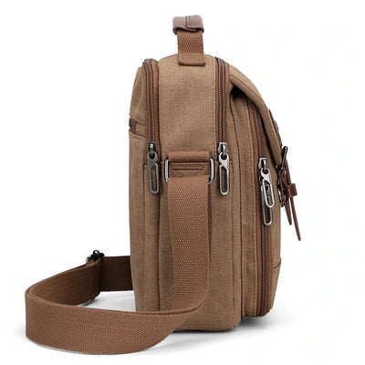 WITZMAN men’s canvas crossbody bag vintage sling messenger satchel for travel and everyday carry brown bags