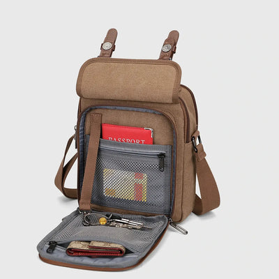 WITZMAN Men's Canvas Crossbody Bag Small Sling Travel Messenger Satchel