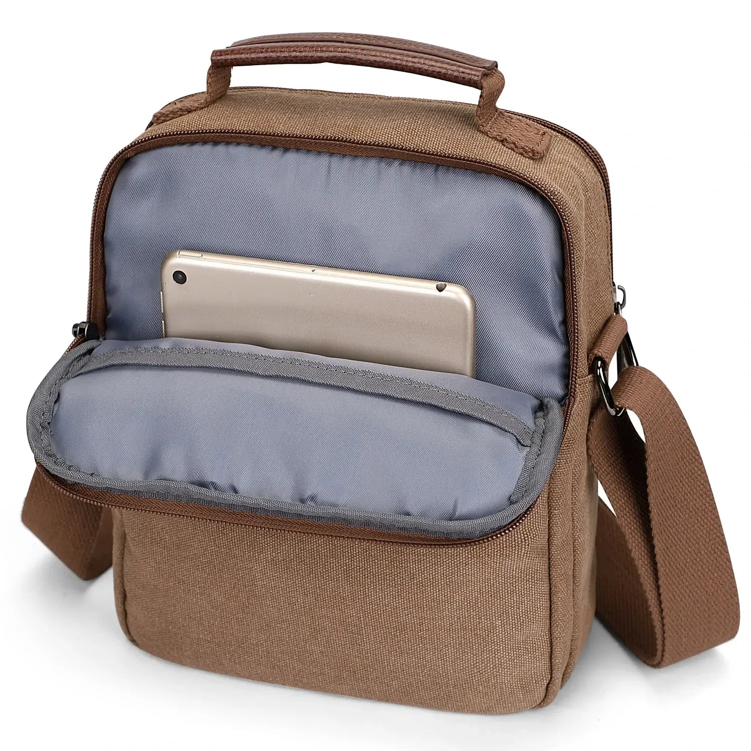 WITZMAN men’s canvas crossbody bag vintage sling messenger satchel for travel and everyday carry brown bags