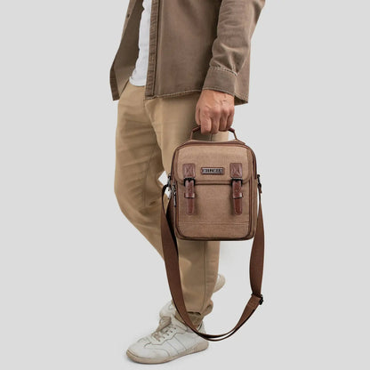 WITZMAN men’s canvas crossbody bag vintage sling messenger satchel for travel and everyday carry brown bags