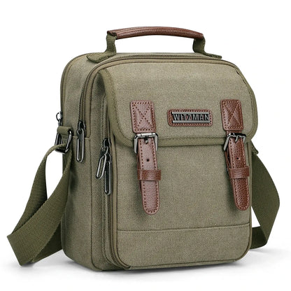 WITZMAN men’s canvas crossbody bag vintage sling messenger satchel for travel and everyday carry green bags