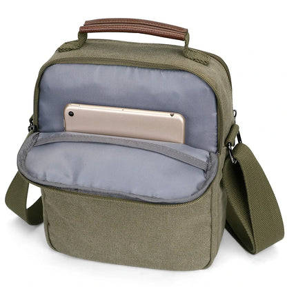 WITZMAN men’s canvas crossbody bag vintage sling messenger satchel for travel and everyday carry green bags