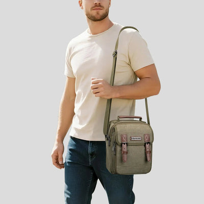 WITZMAN men’s canvas crossbody bag vintage sling messenger satchel for travel and everyday carry green bags