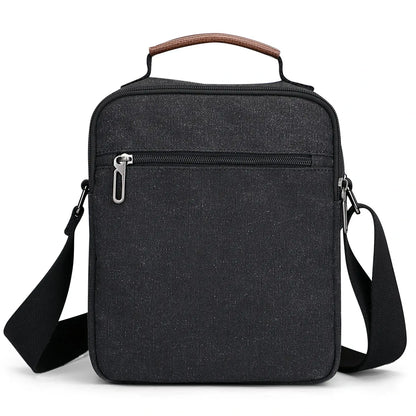 WITZMAN men’s canvas crossbody bag vintage sling messenger satchel for travel and everyday carry black bags