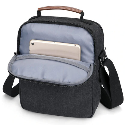 WITZMAN men’s canvas crossbody bag vintage sling messenger satchel for travel and everyday carry black bags