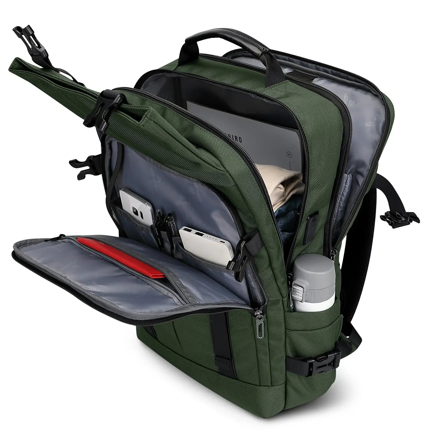 WITZMAN army green nylon travel backpack for men b716